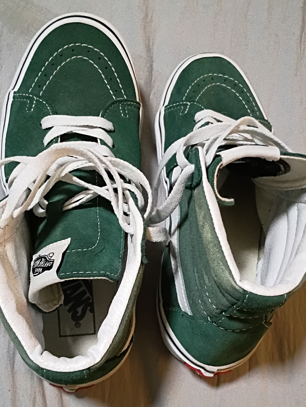 Vans Green Suede High-Top Sneakers with White Accents